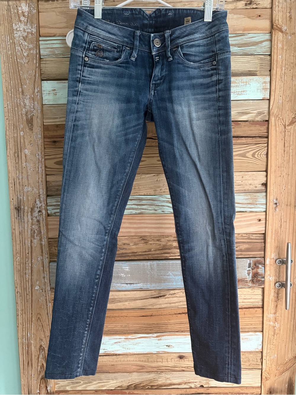 G-Star RAW Denim 330 Jeans W24 L30 Blue Faded Slim Straight Premium Denim